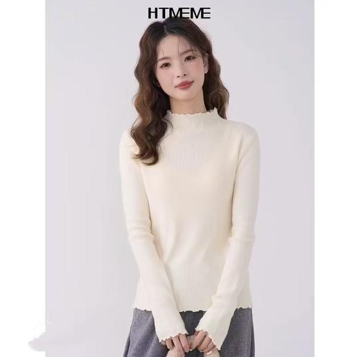 【YW】无忧购 糖果色木耳中领针织打底衫（截单后3-5天发货） 商品图4