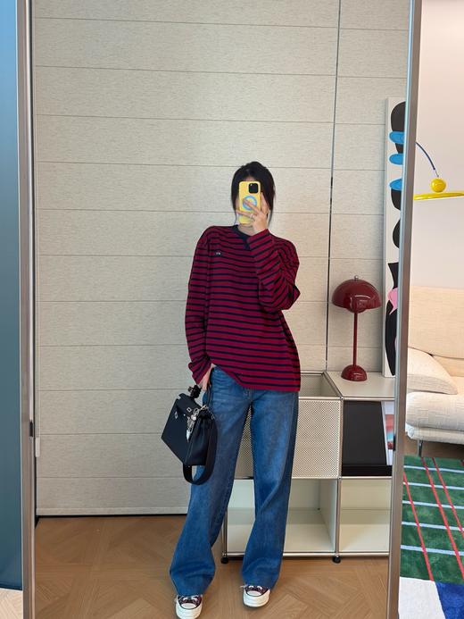 普拉达 26年早春系列 最新徽标红蓝条纹T恤(KX*MM) 商品图6