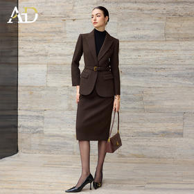 AD绵羊毛西装套装女气质老钱风职业装毛呢西服外套秋冬通勤两件套