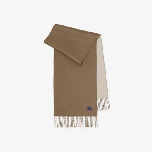 BURBERRY 巴宝莉 中性马术骑士刺绣徽标双面羊绒围巾 驼色 8109552 A1481 商品图0