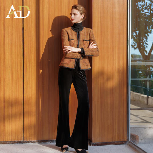 AD新中式加厚羊毛小香风外套女秋冬新款2025时尚套装一整套穿搭 商品图0