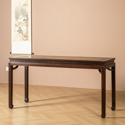 清	红木束腰霸王枨马蹄腿独板画桌 商品图0