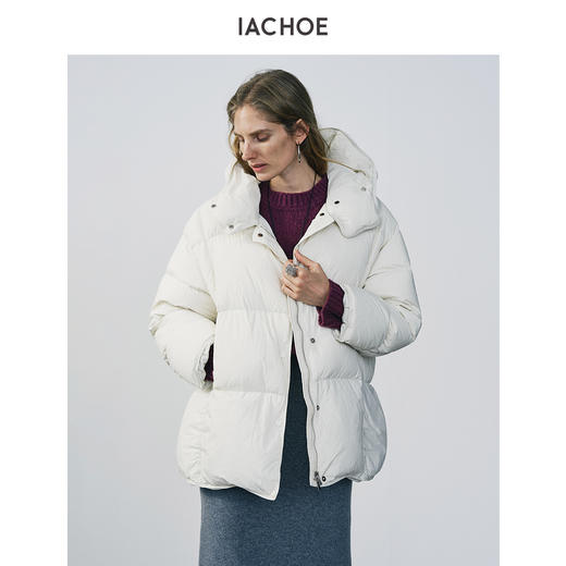 棉仓3671515006-95白鹅绒羽绒服女 25秋冬中长款连帽面包羽绒大帽型保暖 商品图0