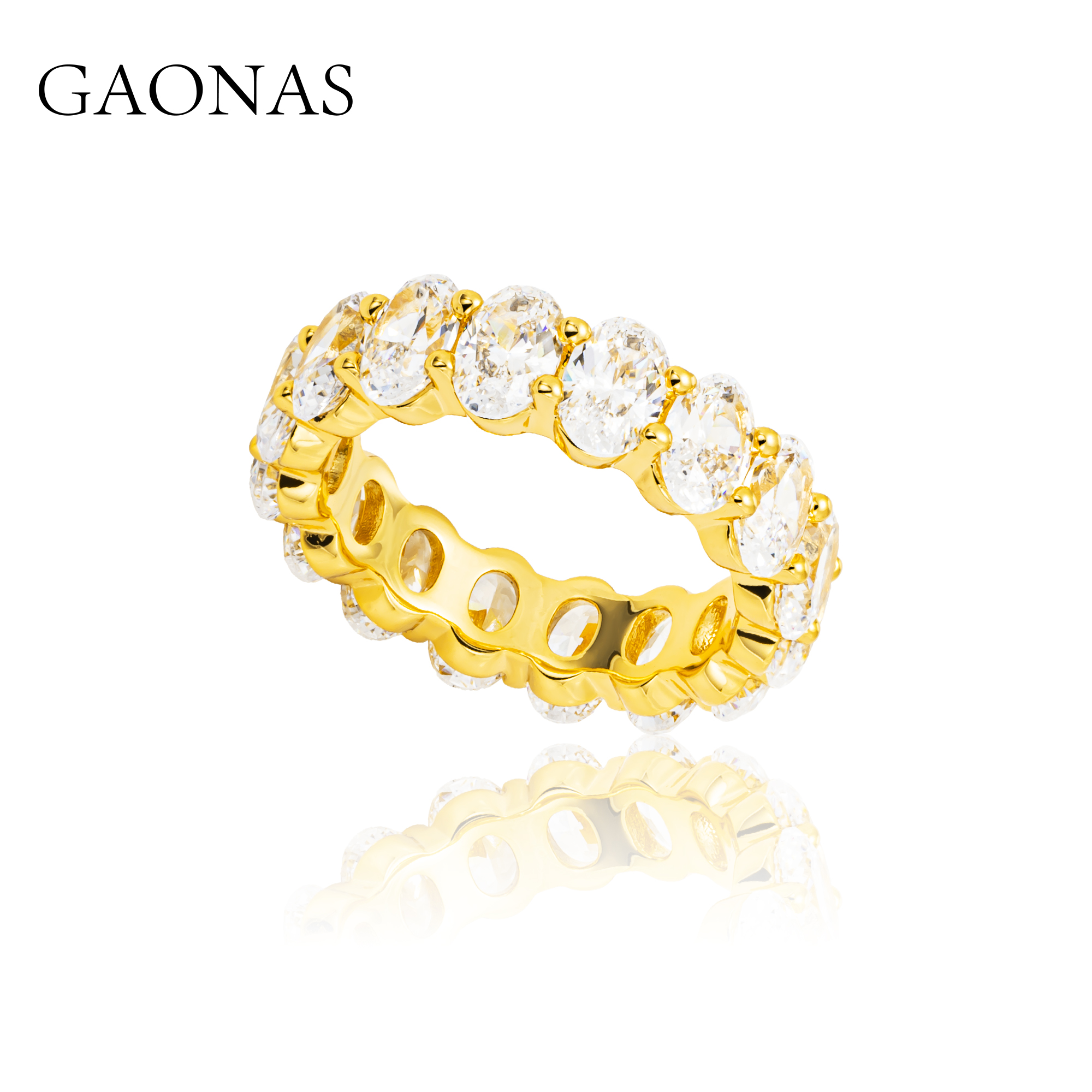 GAONAS  金色时尚贵气金色蛋形排戒11711JGO