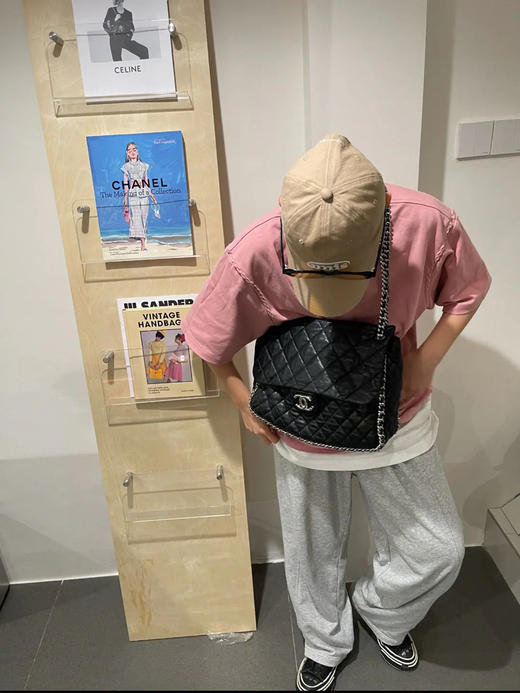 Chanel 黑银 链条滚边 大号 牛皮 机场包 商品图3