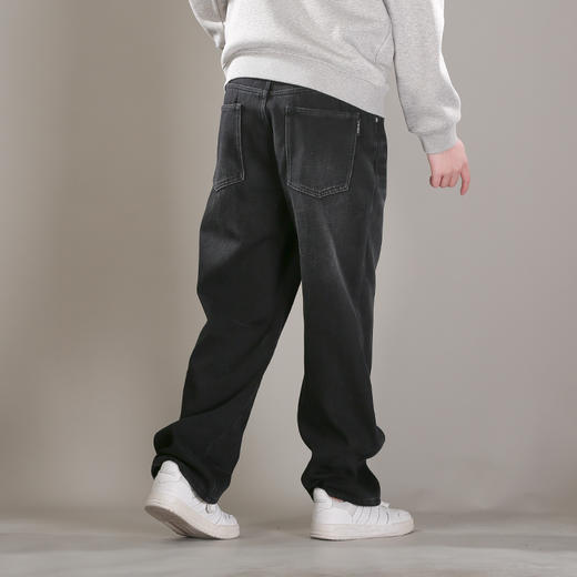 DRONKOO 2025 正常腰表袋撞色绣线复合厚绒厚牛仔长裤 商品图3