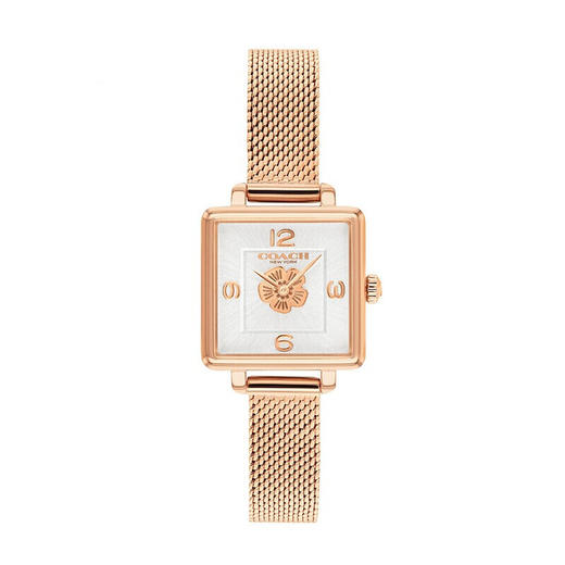 【主持人亲测严选·蔻驰CASS系列】COACH/蔻驰CASS系列茶玫瑰日晖纹表盘精钢表链小方表女表 商品图7