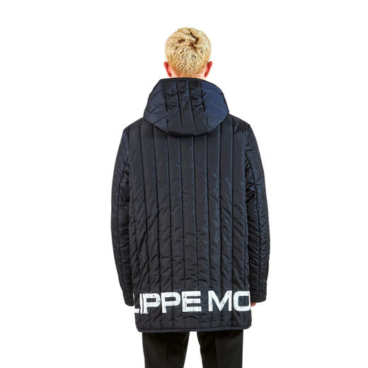 PHILIPPE MODEL 男士字母徽标印花绗缝连帽羽绒服 蓝色 JAPU ND10 04 商品图1
