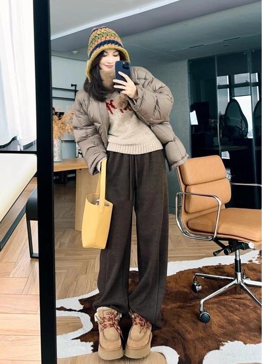 耐尔 羊毛保暖塑腰直筒裤 W4075 商品图3