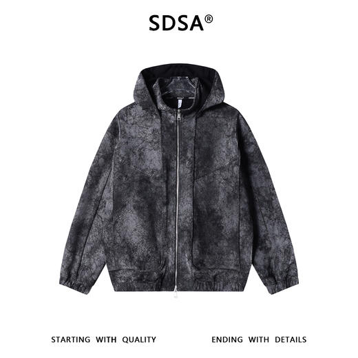 WY1334SDSA男士秋冬新款痞帅男装韩版扎染休闲拉链立领连帽卫衣百搭宽松 商品图1