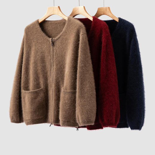 北美小动物～圆领加厚针织开衫外套女 慵懒风毛衣 商品图4