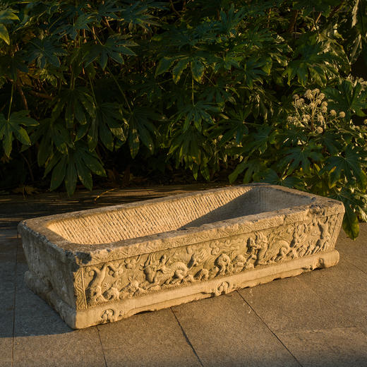 明	汉白玉麒麟纹长方赏盆 商品图0