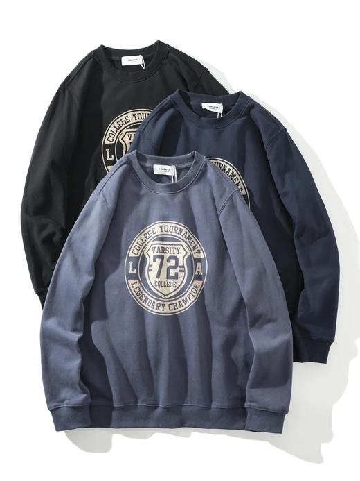 300克科技混纺舒美绒内里科技抓绒亲肤保暖套头衫阿美咔叽无感印花休闲圆领卫衣！男女都可穿！ 商品图0