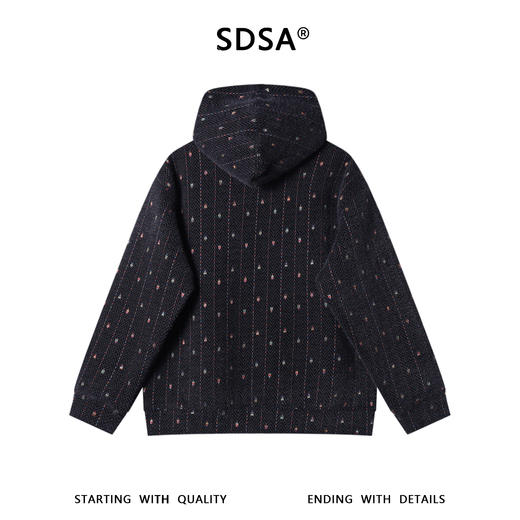 WY1289SDSA秋冬新款痞帅男装彩色刺绣绒毛波浪线设计抽绳连帽卫衣百搭 商品图5