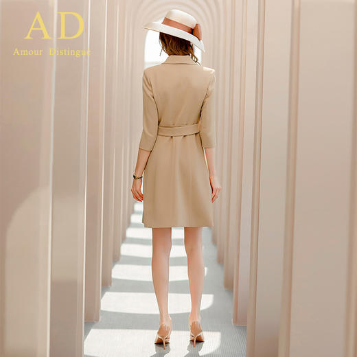 AD春季七分袖英伦风时尚卡其色职业连衣裙高端西装裙气质上班女装 商品图4