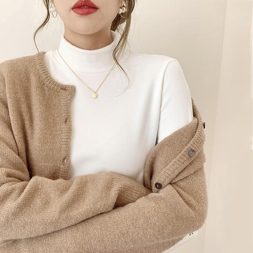 【超值❗️19.9一件】纯色德绒半高领打底衫女内搭秋冬季加绒加厚长袖打底衣紧身t恤。ja 商品图0