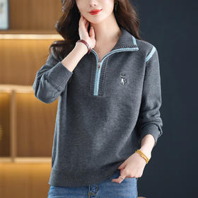 半拉链打底衫洋气时髦时尚毛衣，内搭可外穿妈妈针织上衣CC-26-9199