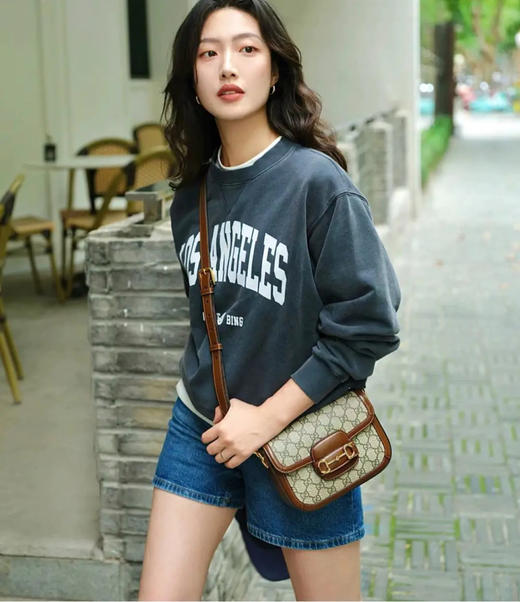 GUCCI 1955 乌木色 老花拼皮 mini 马鞍包 商品图2