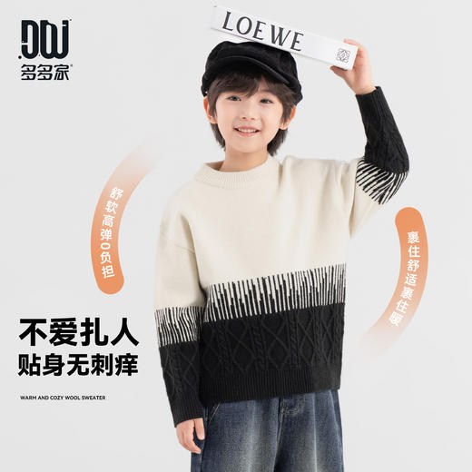 【件件底价，童装双倍积分】多多家男童毛衣针织衫2025秋冬新款儿童圆领上衣男孩洋气保暖冬装11419 商品图0