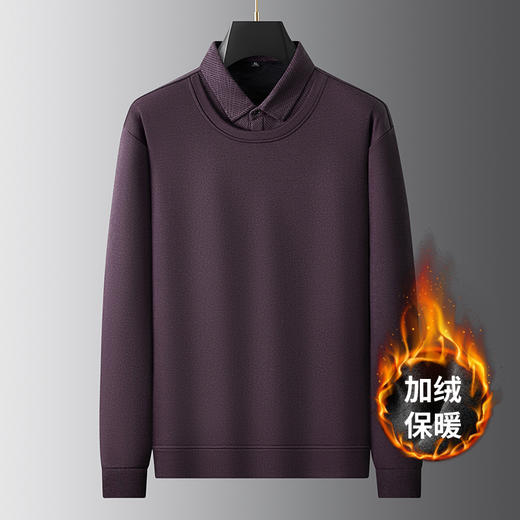 大依优型大码男装秋冬加绒假两件POLO衫休闲商务翻领长袖上衣300 商品图5