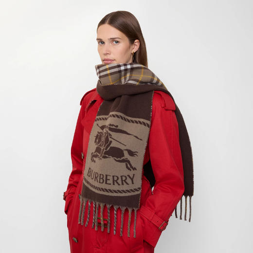BURBERRY 巴宝莉 中性双面两用马术骑士印章围巾 混色 8109747 A1435 商品图4