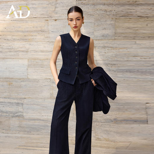 AD简约气质V领马甲上衣女2025新款内搭时尚职业装套装设计感马夹 商品图0