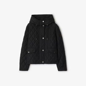 BURBERRY 巴宝莉 女士马术骑士设计标签短款绗缝尼龙连帽棉服 黑色 8110329 A1189