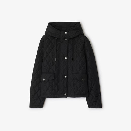 BURBERRY 巴宝莉 女士马术骑士设计标签短款绗缝尼龙连帽棉服 黑色 8110329 A1189 商品图0