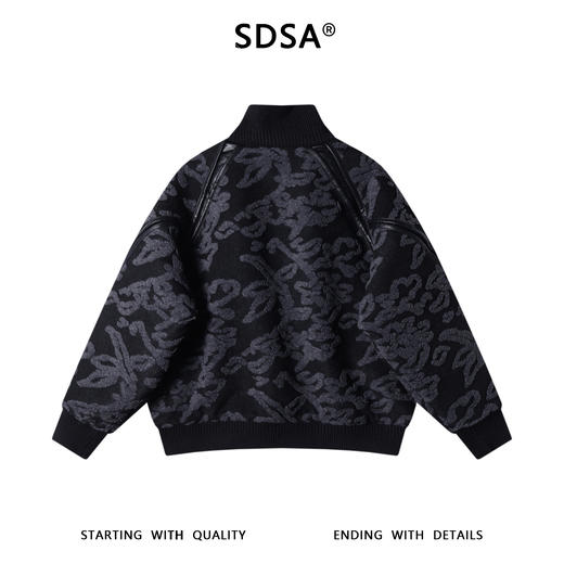SDSA男士秋冬新款痞帅男装复古撞色提花拉链立领羽绒服外套百搭 商品图4