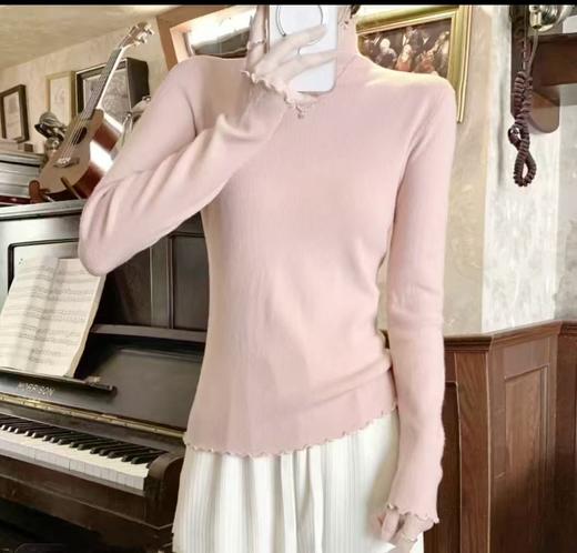 【YW】无忧购 糖果色木耳中领针织打底衫（截单后3-5天发货） 商品图5