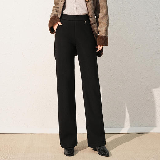 「自」全新升级【铂金会员165/天猫219/差价54】(05711)洛诗琳新款气质加绒直筒裤2025冬季高腰保暖百搭通勤长裤女 商品图4