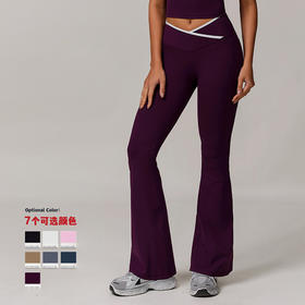 跃牌【轻匀系列】裸感紧身瑜伽裤微喇交叉高腰阔腿喇叭裤女运动健身裤CK9122