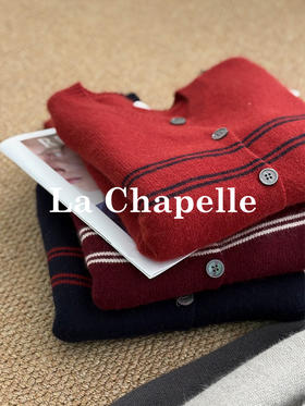 会员福利【质感赢麻了！】拉夏贝尔/La Chapelle兔毛+绵羊毛混纺~软fufu好穿又百搭！撞色条纹针织开衫