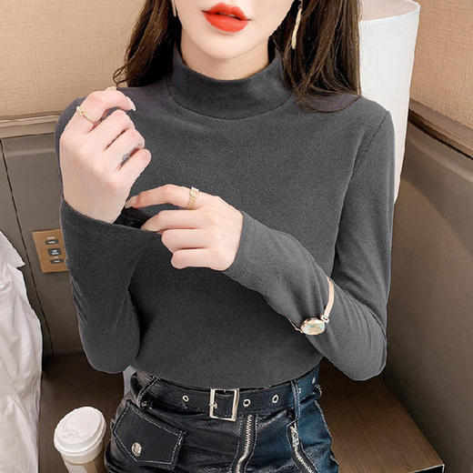 【超值❗️19.9一件】纯色德绒半高领打底衫女内搭秋冬季加绒加厚长袖打底衣紧身t恤。ja 商品图3
