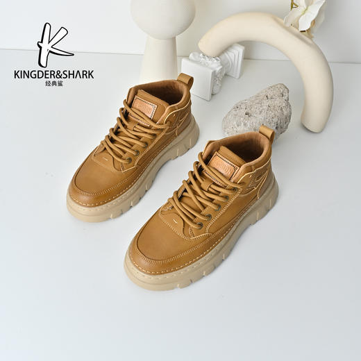 经典鲨2025年冬季专柜新品男士百搭圆头内里天鹅绒系带工装棉鞋KF11-555031 商品图0