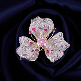 重工高档奢华镶石玫瑰花，切锆石花蕊胸针立体高级感花卉别针LY-Z-111