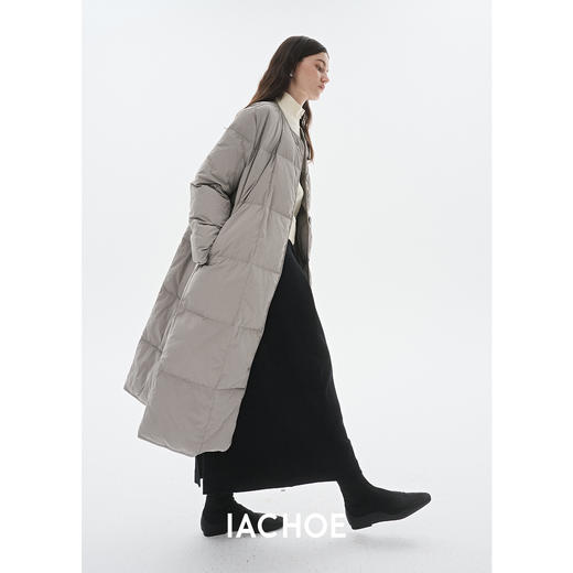 棉仓3571515002-秋冬新款95%白鹅绒显气质长款圆领羽绒服外套 商品图2