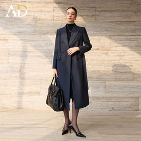 AD秋冬气质通勤毛呢外套女2025新款轻奢西装领羊毛大衣中长款显瘦