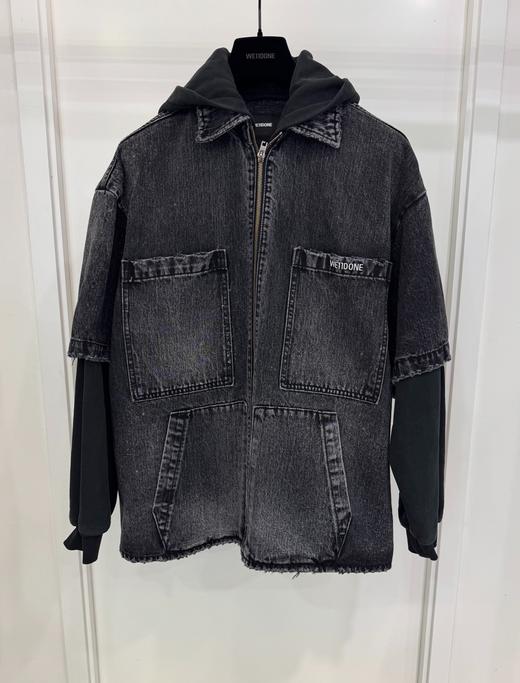 中性款拼接连帽牛仔外套 商品图0