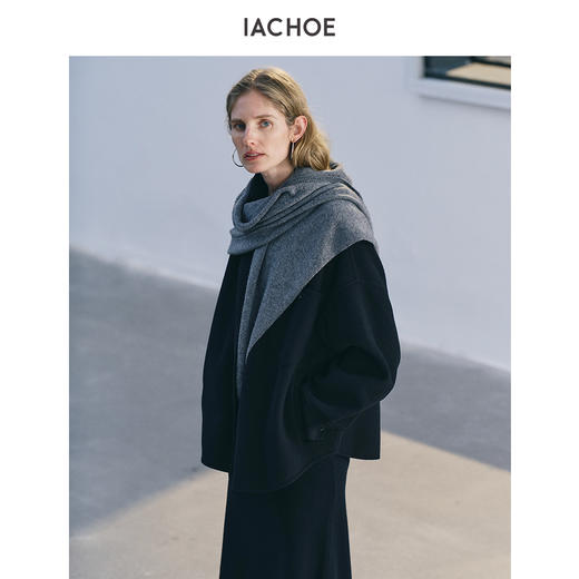 棉仓3561566006-羊毛羊绒衬衫款毛呢大衣女 25秋冬翻领廓形双面呢毛呢外套 商品图3