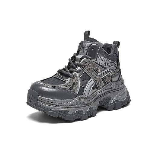 【云粉节】BF楼百思图老爹鞋高帮2025冬新款厚底增高运动女鞋B1119DD5吊牌价999，现价469 商品图0