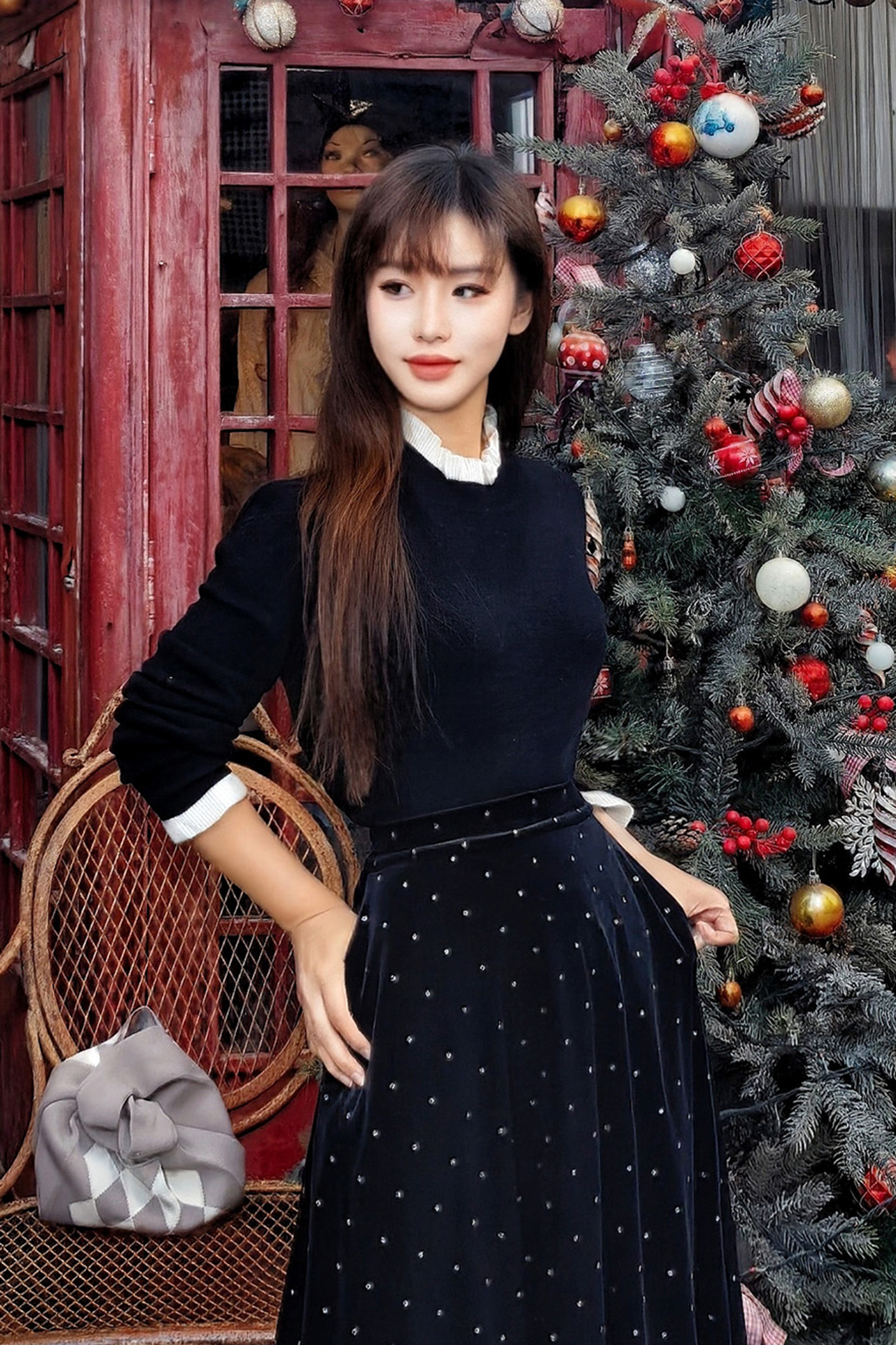 逸红颜明月优选#千金小香风羊毛毛衣『白玉茗』冬日甜梦 优雅木耳边撞色,乖巧温柔毛衣打底