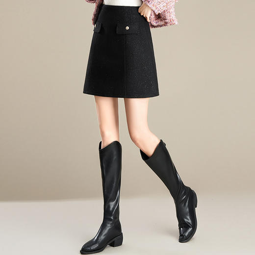 「自」全新升级【铂金会员119/天猫159/差价40】(21651)洛诗琳法式气质小香风亮片半身裙2025冬季新款高腰显瘦A字裙 商品图2