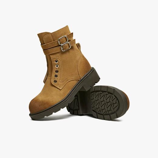 【云粉节】BF楼百思图2025商场新款真皮擦色马丁靴加绒运动女短靴W3021DD5吊牌价999，现价500 商品图2