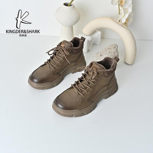经典鲨2025年冬季专柜新款男士加绒加厚御寒工装休闲鞋KW362-555051 商品图1