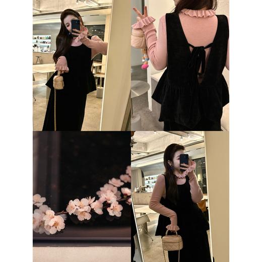 25AW上新 甜甜同款【摩洛深冬】花边丝绒两穿背心马甲+花边丝绒半身裙 商品图0