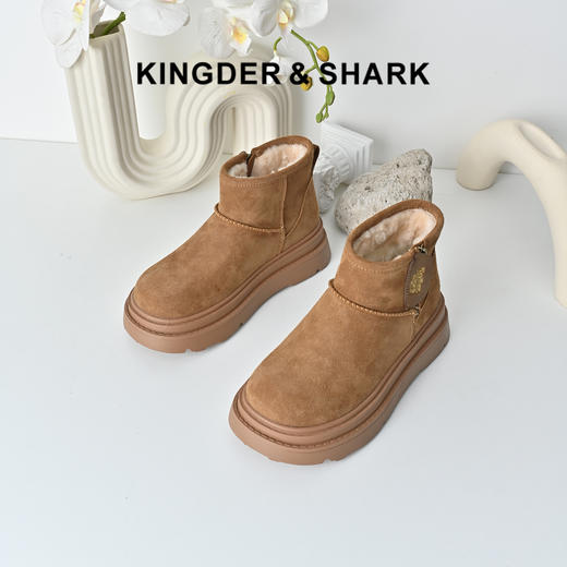 经典鲨【冬日暖炉】2025专柜款羊羔毛加绒加厚御寒雪地靴女KW182-558101 商品图0