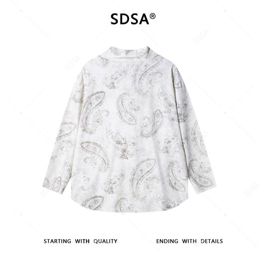 T5016SDSA男士秋冬新款痞帅男装简约腰果花卉立领长袖T恤百搭舒适上衣 商品图5