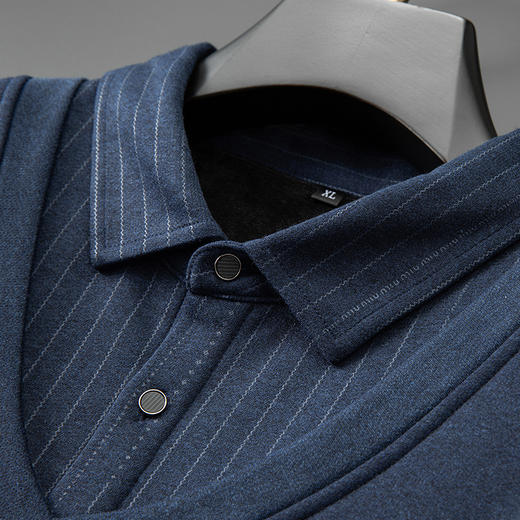 大依优型大码男装秋冬加绒假两件POLO衫休闲商务翻领长袖上衣300 商品图6