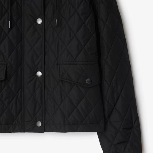 BURBERRY 巴宝莉 女士马术骑士设计标签短款绗缝尼龙连帽棉服 黑色 8110329 A1189 商品图1